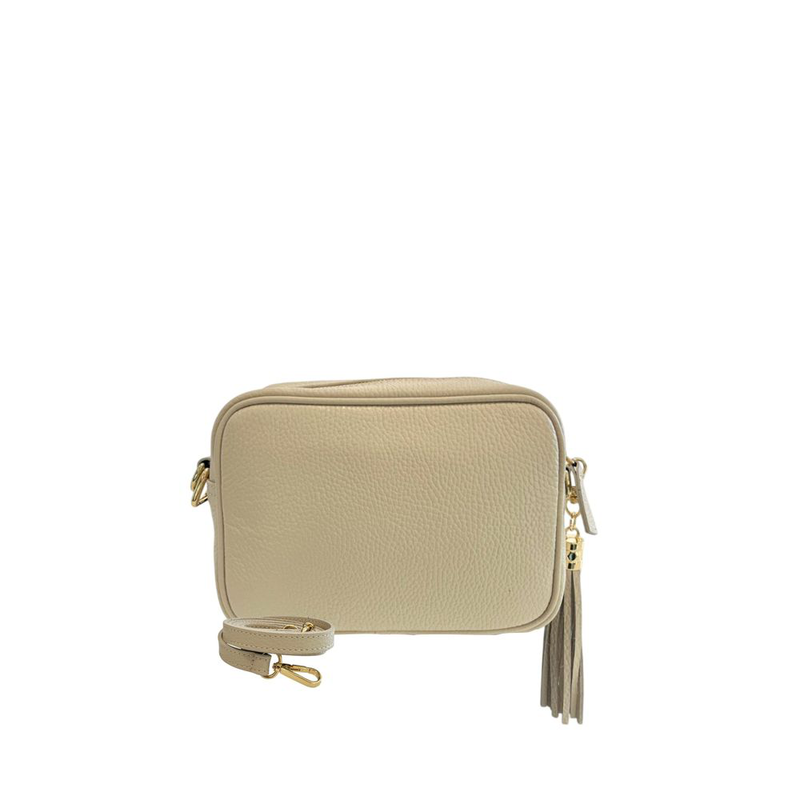 Beige cowhide leather women crossbody bag-null