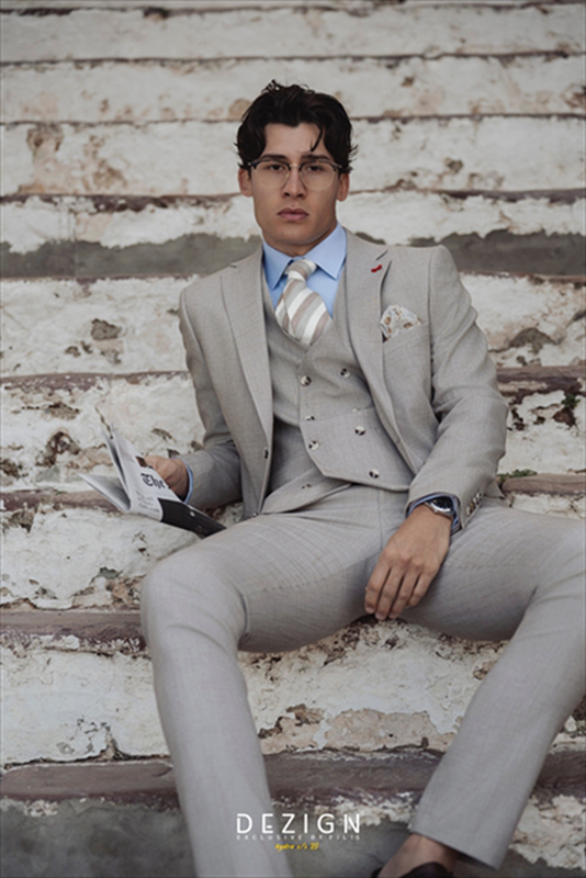 Dezign 3piece slim fit suit in patterned image number null