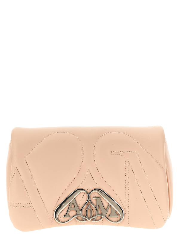 Beige lamb leather crossbody bag-null