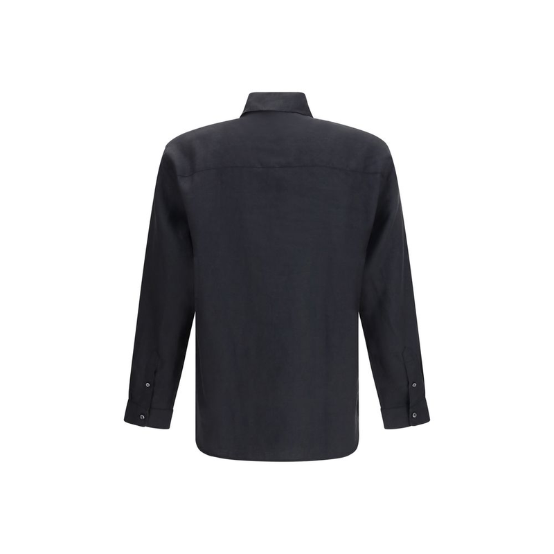 Black linen dress shirt-null