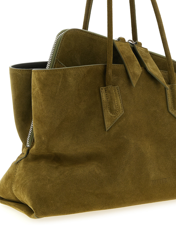 Bicolor bovine leather shoulder bag-null