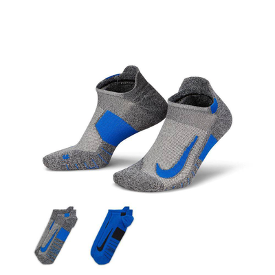 Multiplier no-show 2-pairs sock, Grey / Blue, medium