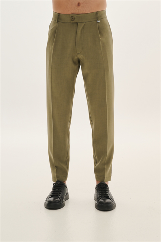 Pcoc elastic slim fit pleats trousers image number null