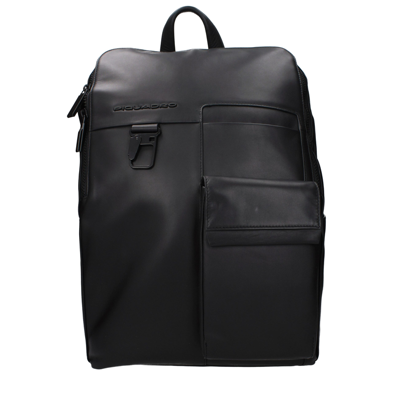 Black leather backpack-null