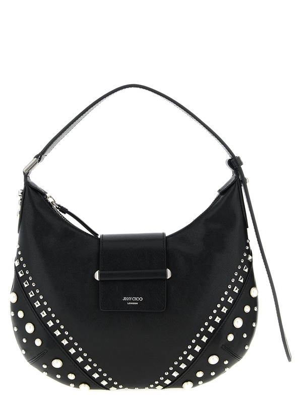 White lamb leather shoulder bag-null