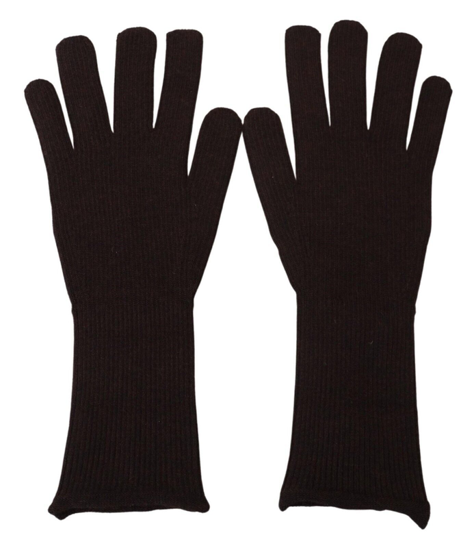 Brown cashmere silk hands mitten mens gloves-null