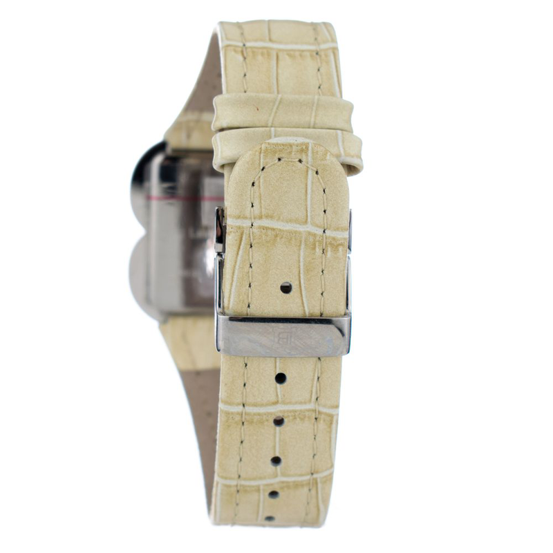 Beige leather dress watch-null