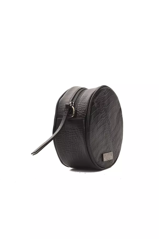 Black leather women crossbody bag-null