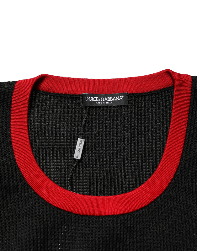 Black crew neck sleeveless men knit vest t-shirt-null