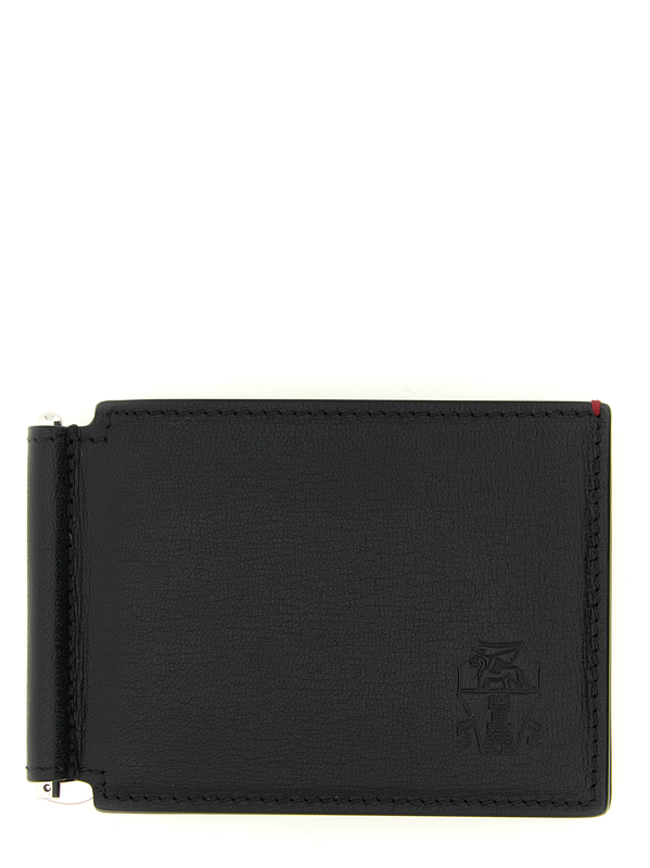 Black goatskin money clip-null