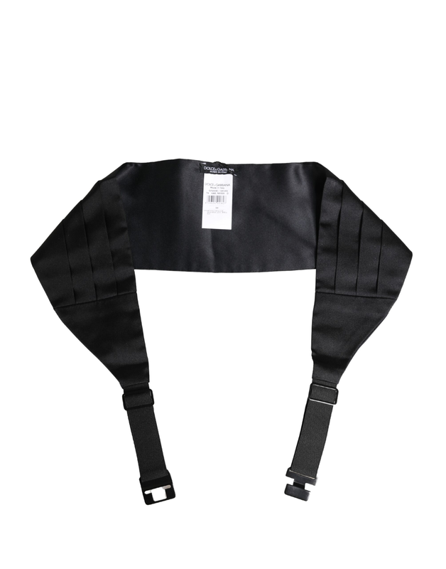 Black 100% silk wide belt waist cummerbund-null