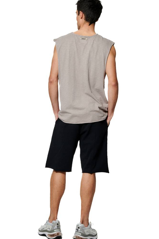 Men's natural dye slub sleeveless t-shirt-null