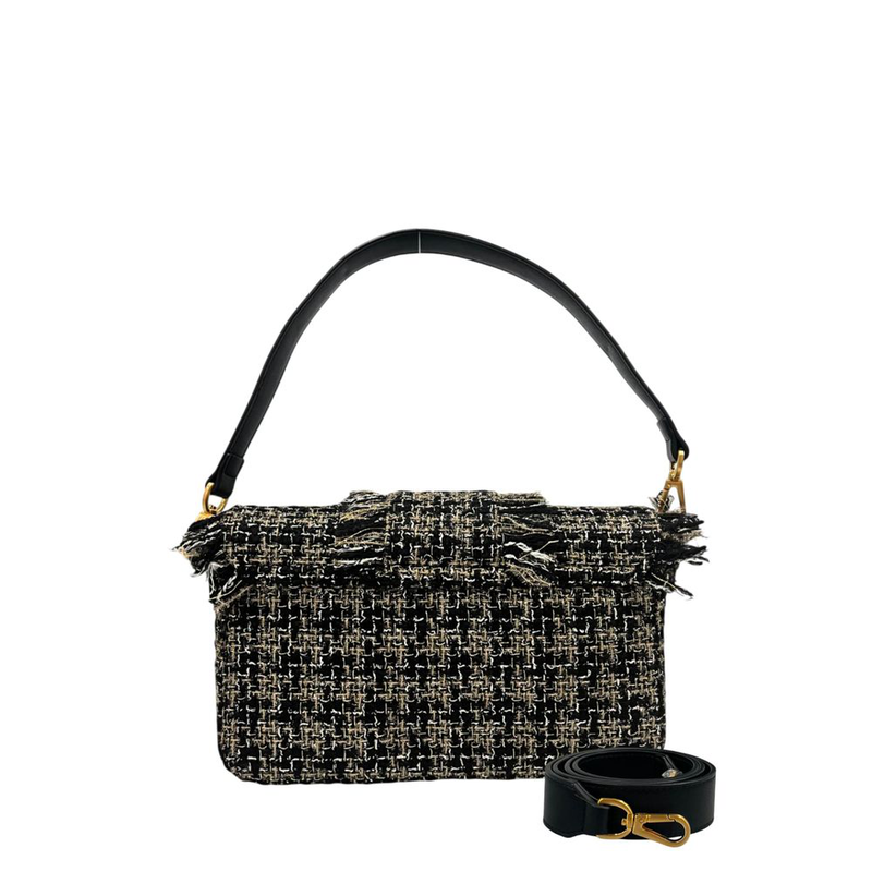 Black pu women shoulder bag-null
