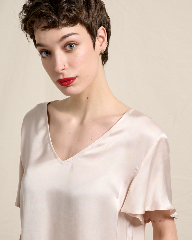 Blouse satin v neck-null