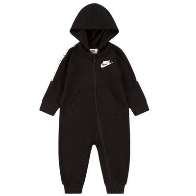 Nike infant futura taping hooded coverall, Black / White, medium