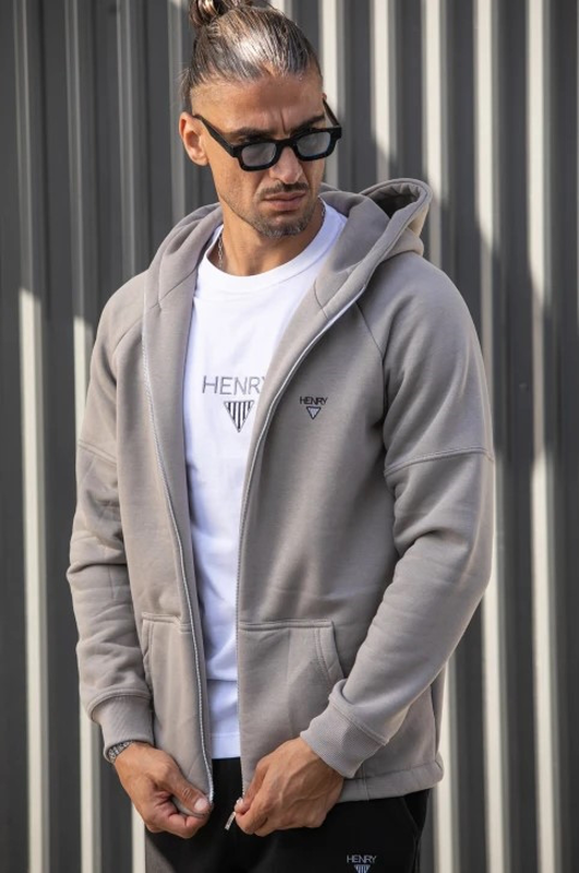 Henry zip through hoodie triangle logo image number null