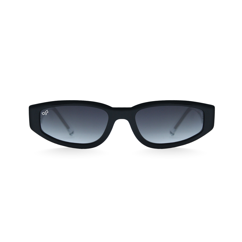 OJO sunglasses everyday square black frame and clear temples with grey lenses rx image number null
