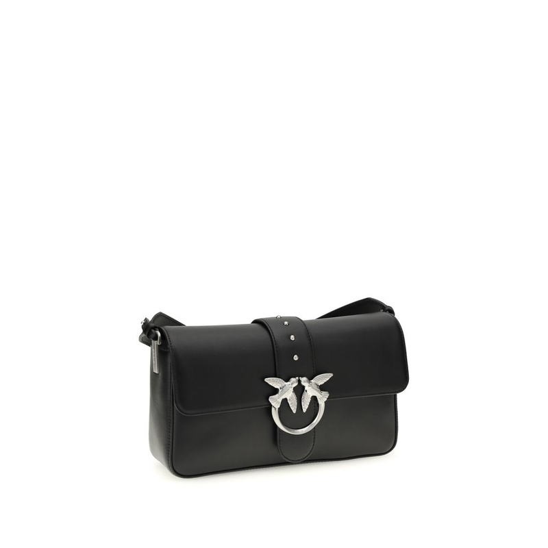 Black leather shoulder bag-null