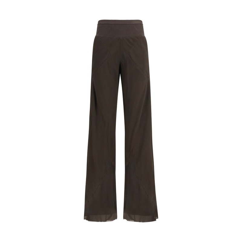 Brown silk casual pants-null