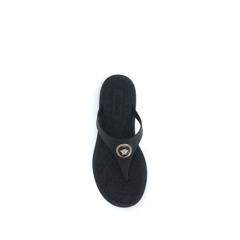 Black rubber flip-flop sandals-null