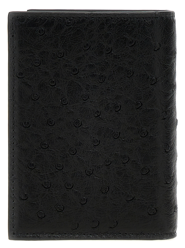 Black ostrich skin cardholder-null