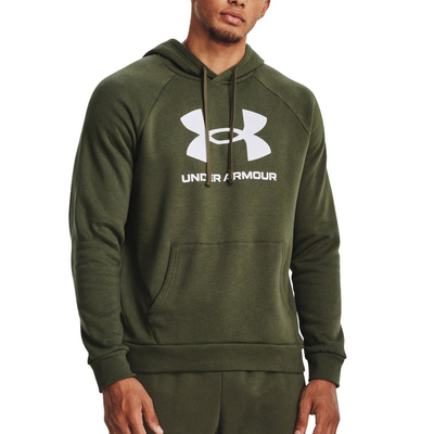 Under armour rival fleece logo hoodie, Green, medium