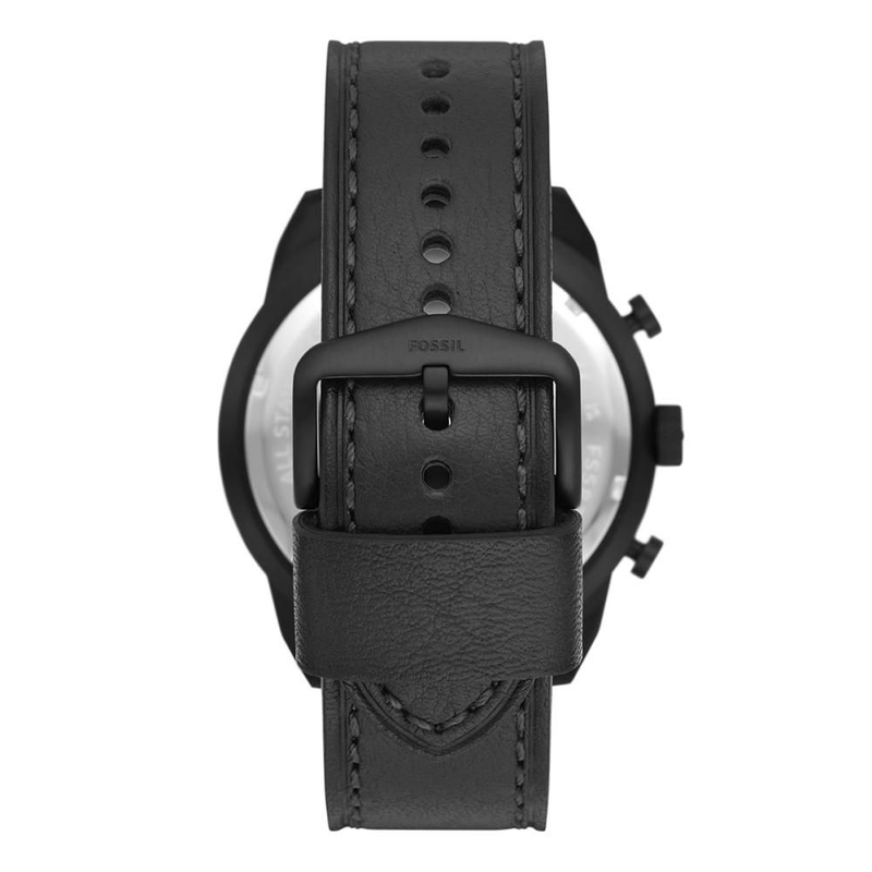 Black leather sport watch-null