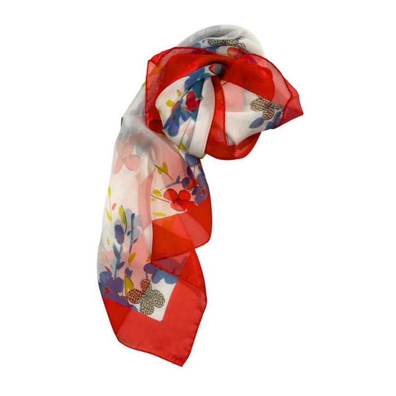 Red silk women scarf-null