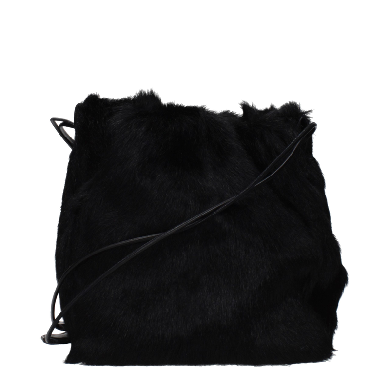 Black fur shoulder bag-null