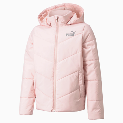Puma essentials padded hooded youth jacket, Pink, medium