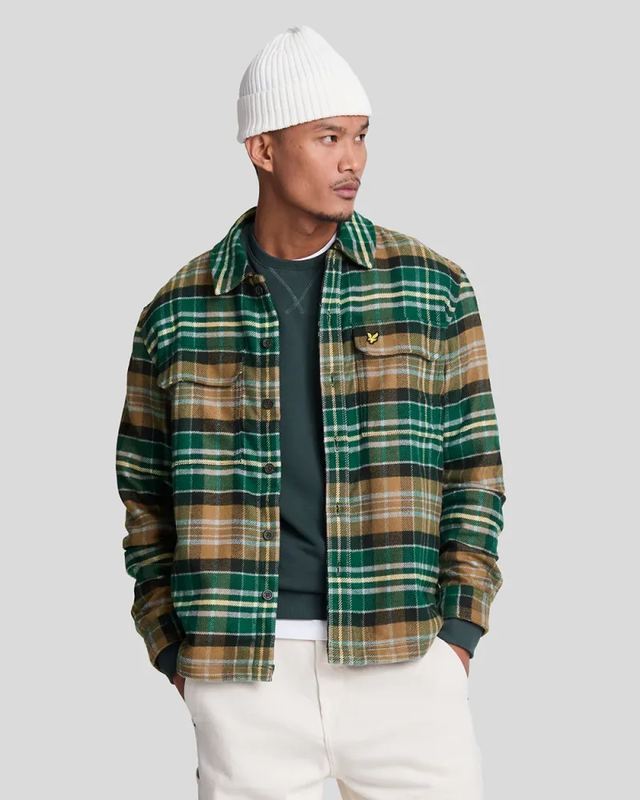 Product image: Check flannel overshirt x351 argyle teal/ heritage taupe-null