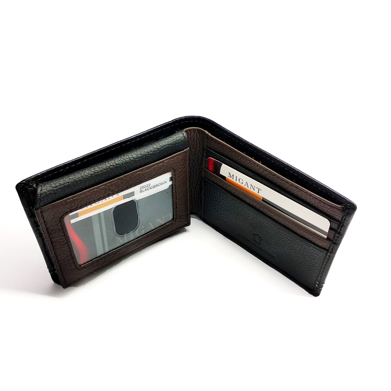 Migant design leather wallet white stitching-null