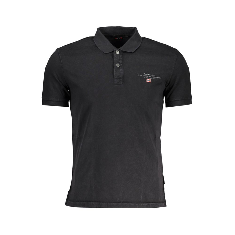 Black cotton men polo shirt-null