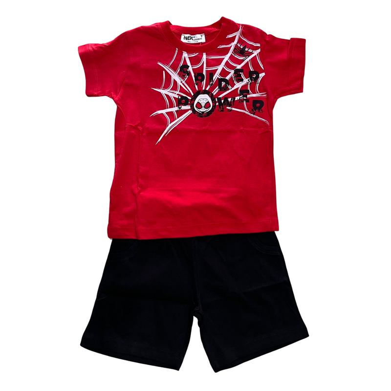 Nek kids wear boys spiderman short set red/black 43525-105 image number null