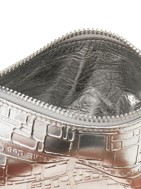 Silver calfskin cardholder-null