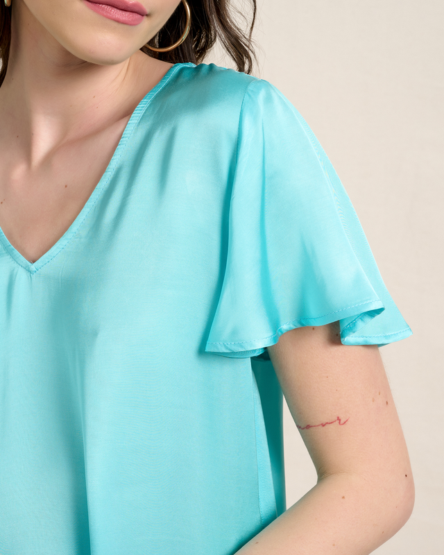 Blouse satin v neck-null