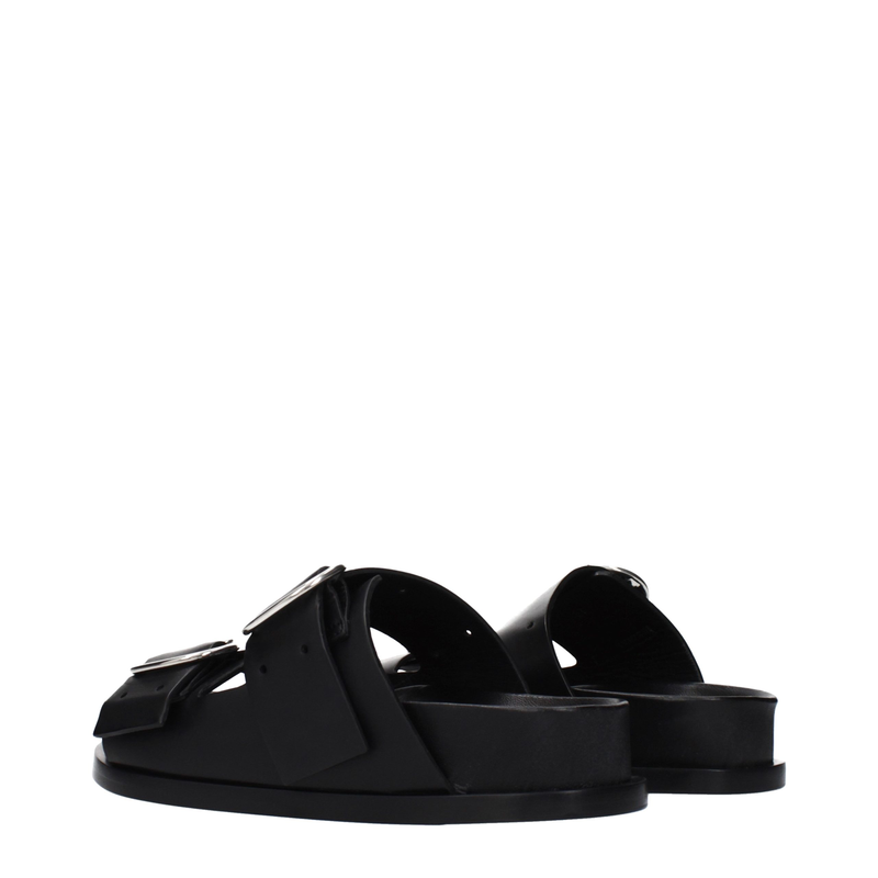 Black leather slippers-null