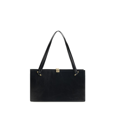 Black calf leather bos taurus shoulder bag, Black, medium