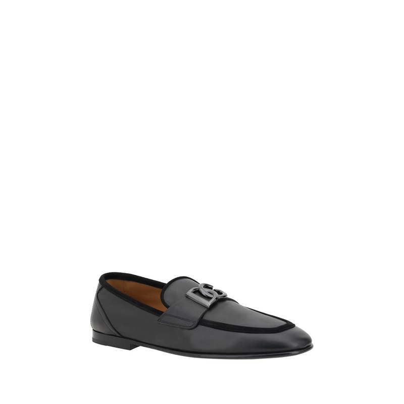 Black calf leather bos taurus slip-on loafers-null