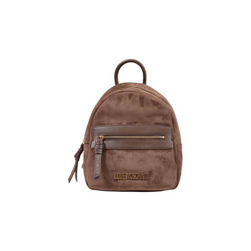 Brown polyester backpack-null