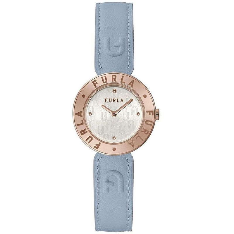 Blue leather dress watch-null