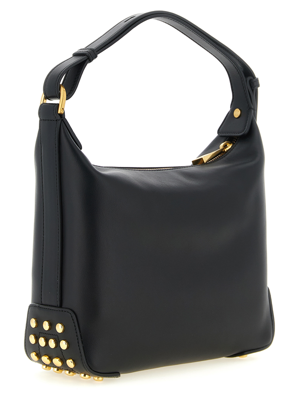 Black calfskin shoulder bag-null