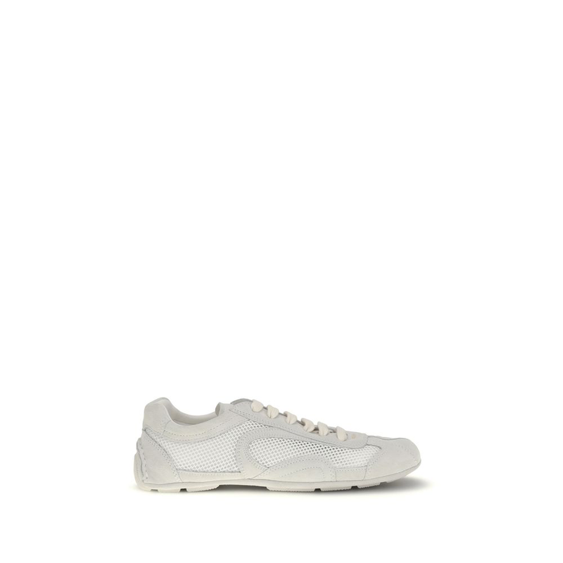 White fabric low top sneakers-null