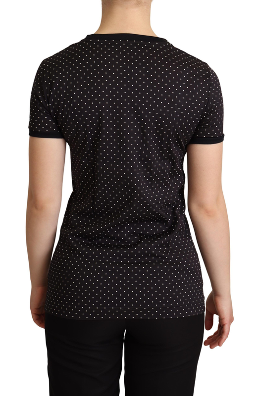 Black dotted crewneck  cotton t-shirt-null