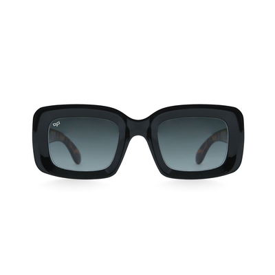 OJO sunglasses square with black frame and shell brown temples with grey gradient lenses rx, , medium