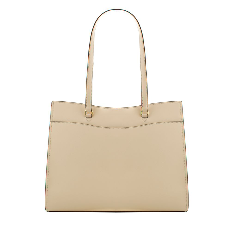 Beige leather tote bag-null