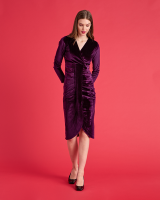 Velvet dress cross front