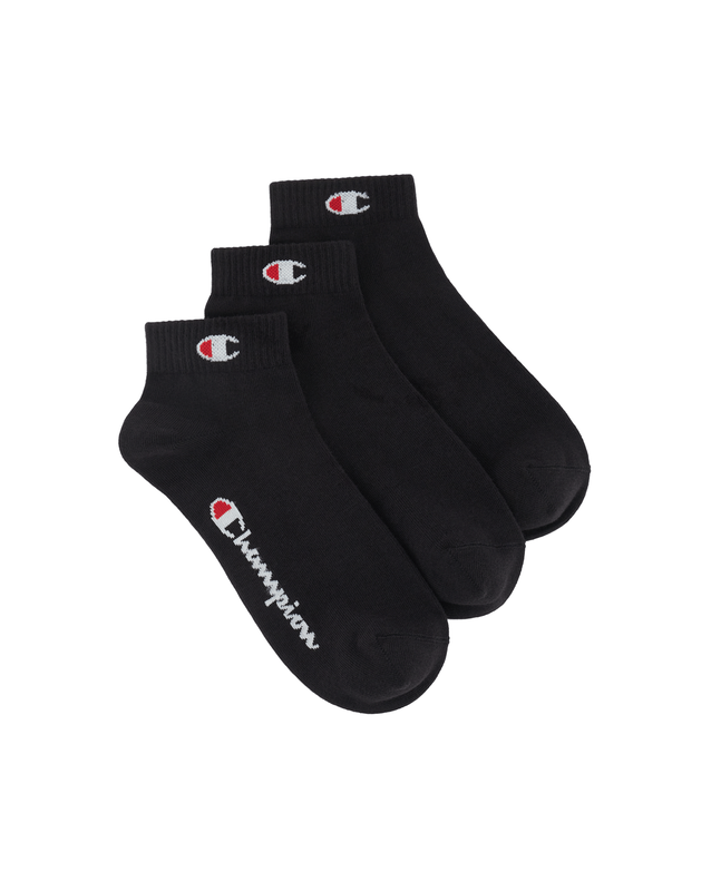 Champion unisex 3pk quarter socks (u20099)-black-null