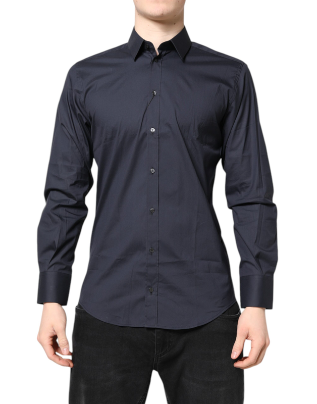 Dark blue martini cotton dress formal shirt-null