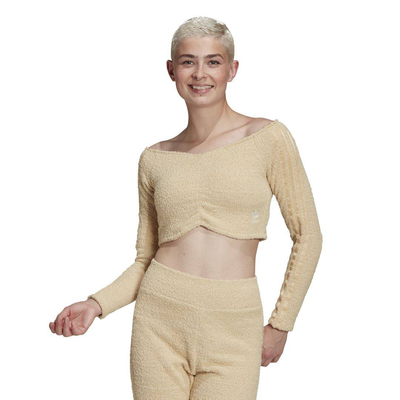 Off-the-shoulder crop top, Beige, medium
